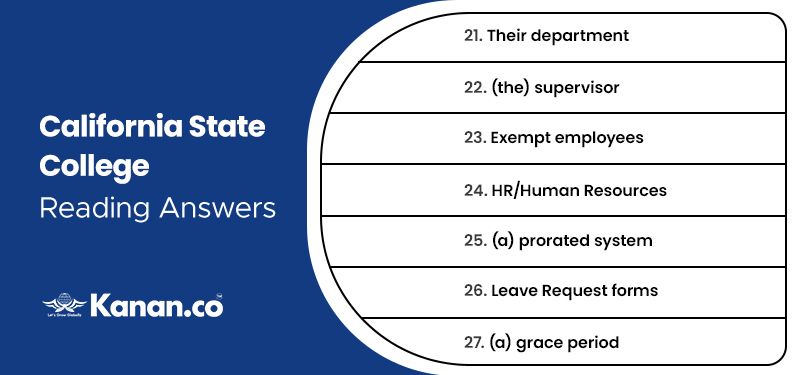 California State College Reading Answers