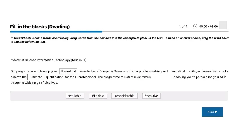 Fill in the blanks reading