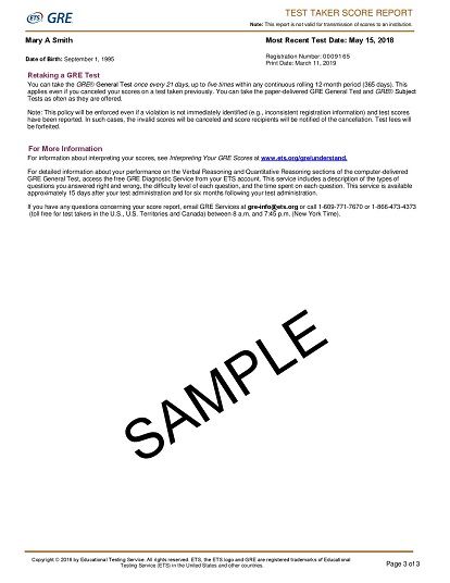 GRE Result & Score Card 3