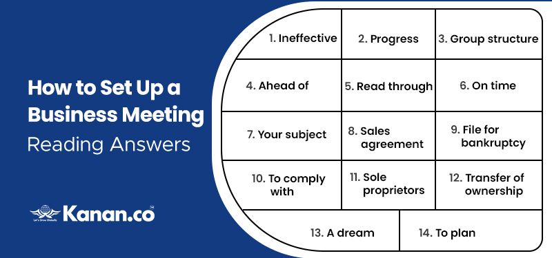 how to set up a business meeting reading answers