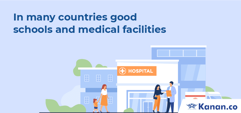 In many countries good schools and medical facilities