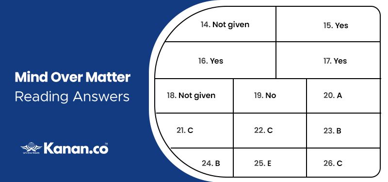 mind over matter reading answers