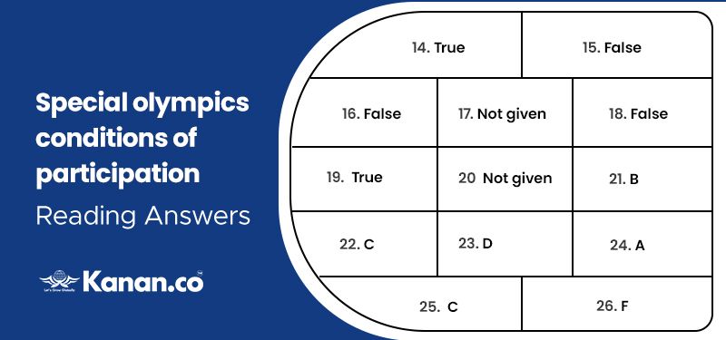special olympics conditions of participation reading answers